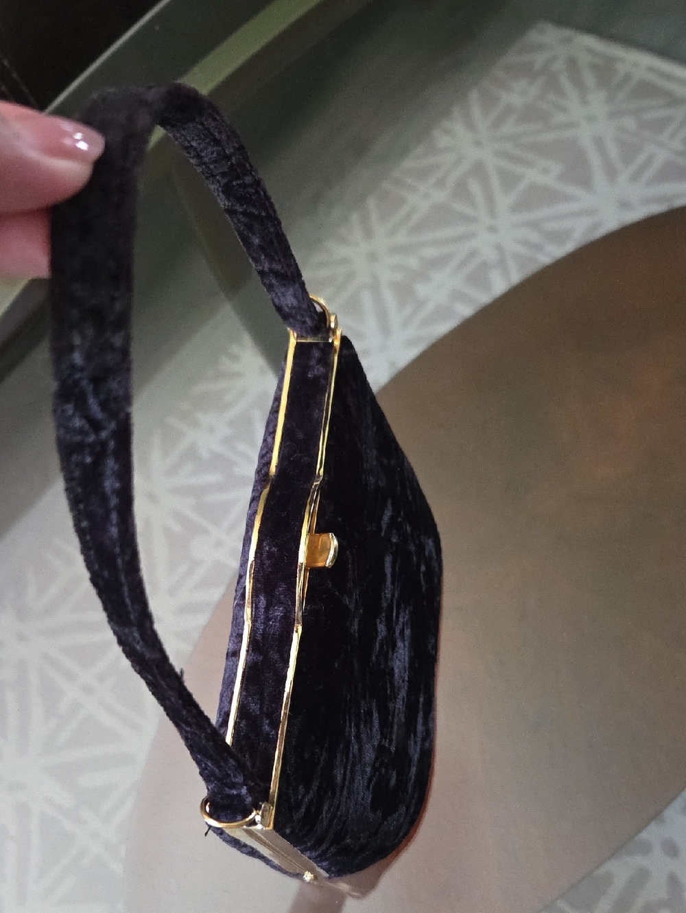 Velvet Evening Smallr Bag with Gold Trim - Black